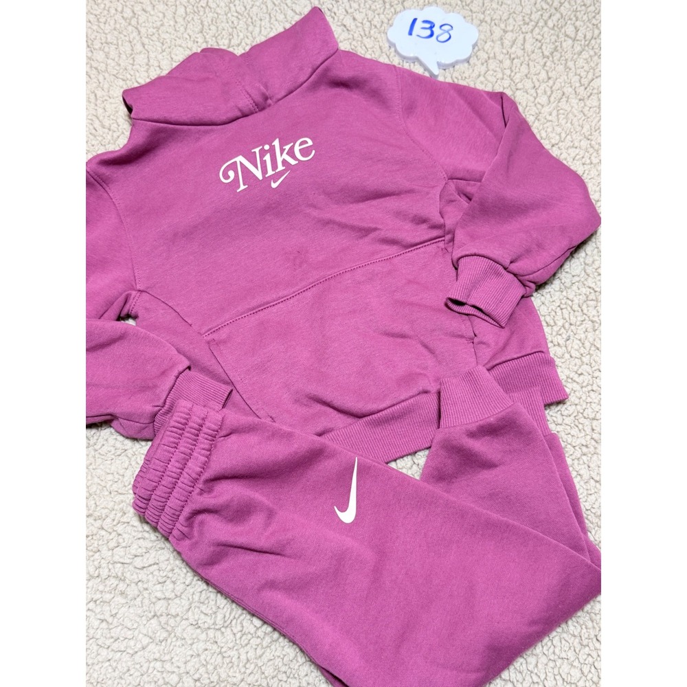 Nike Kids 4T Berry Pink Fleece Hoodie and Joggers Tracksuit Set N357-ADZ-325